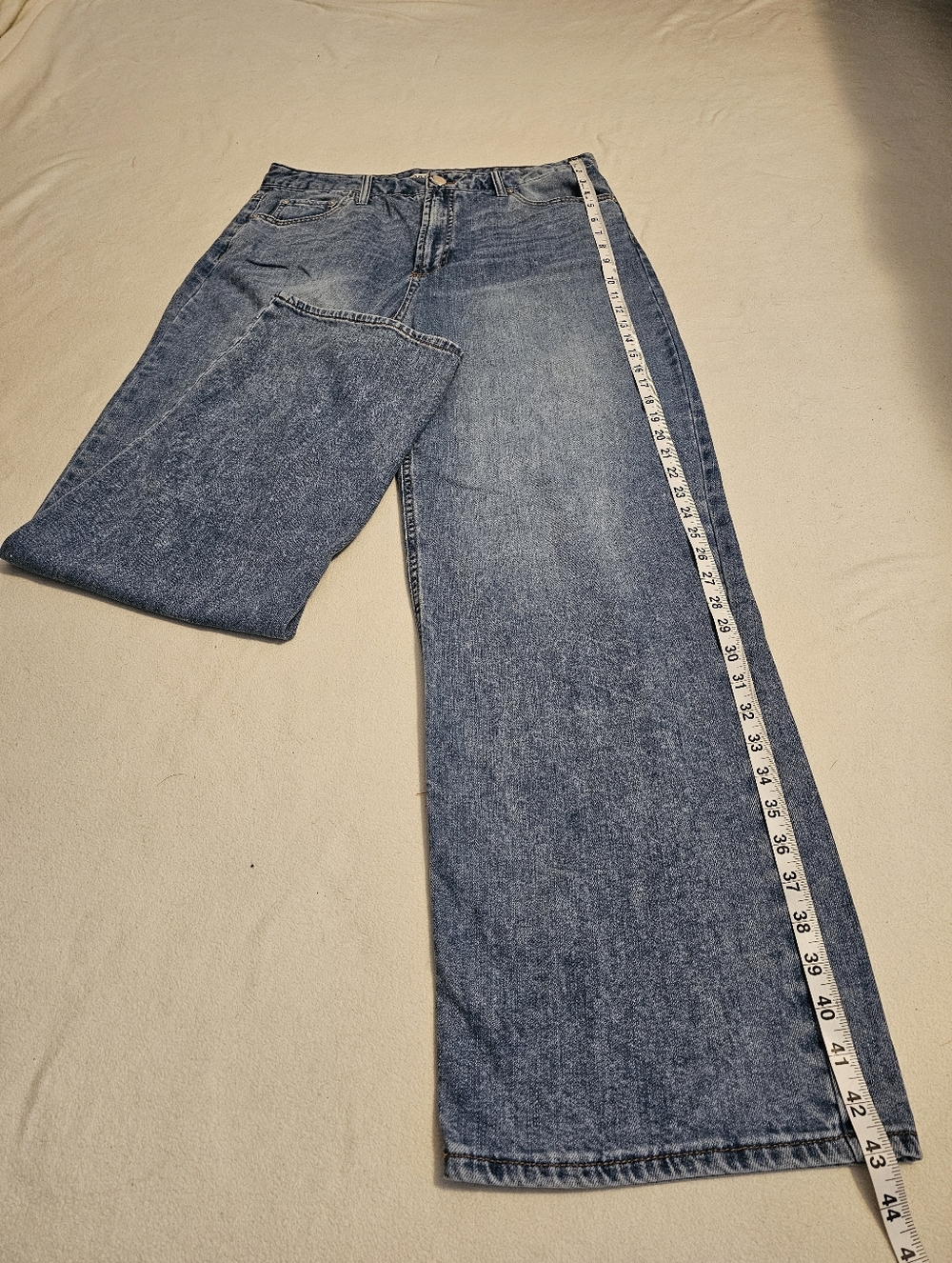 OAT New York "Cloud Luxe" High-Rise Wide-Leg Womens  Jeans Light Blue Sz 12/31 - Picture 6 of 9